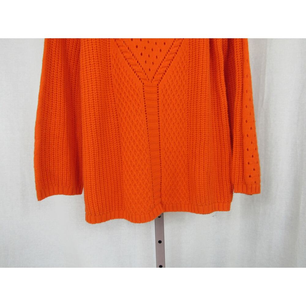 Workshop Republic Clothing Small Open Knit Crochet Orange Sweater Mockneck - Picture 3 of 7